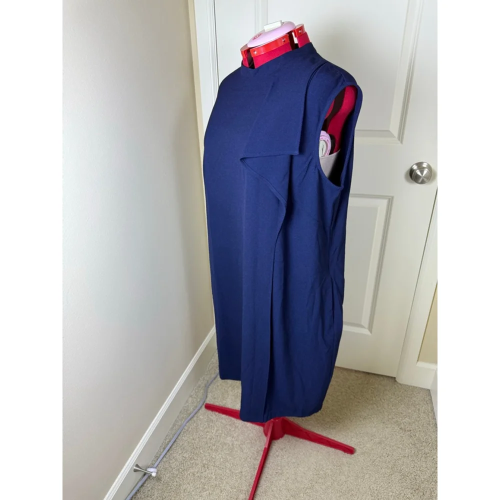 Women's London Times Woman Navy Sleeveless Mock Neck Dress Plus Size 16W - Picture 2 of 11